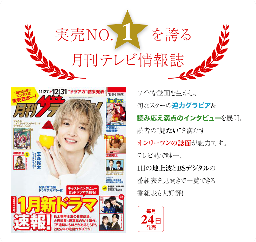 実売NO.1を誇る月刊テレビ情報誌