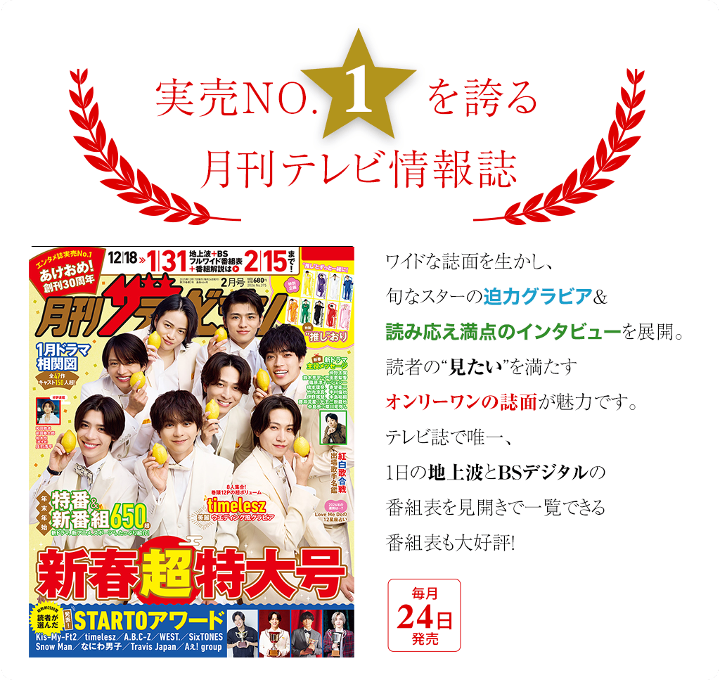 実売NO.1を誇る月刊テレビ情報誌