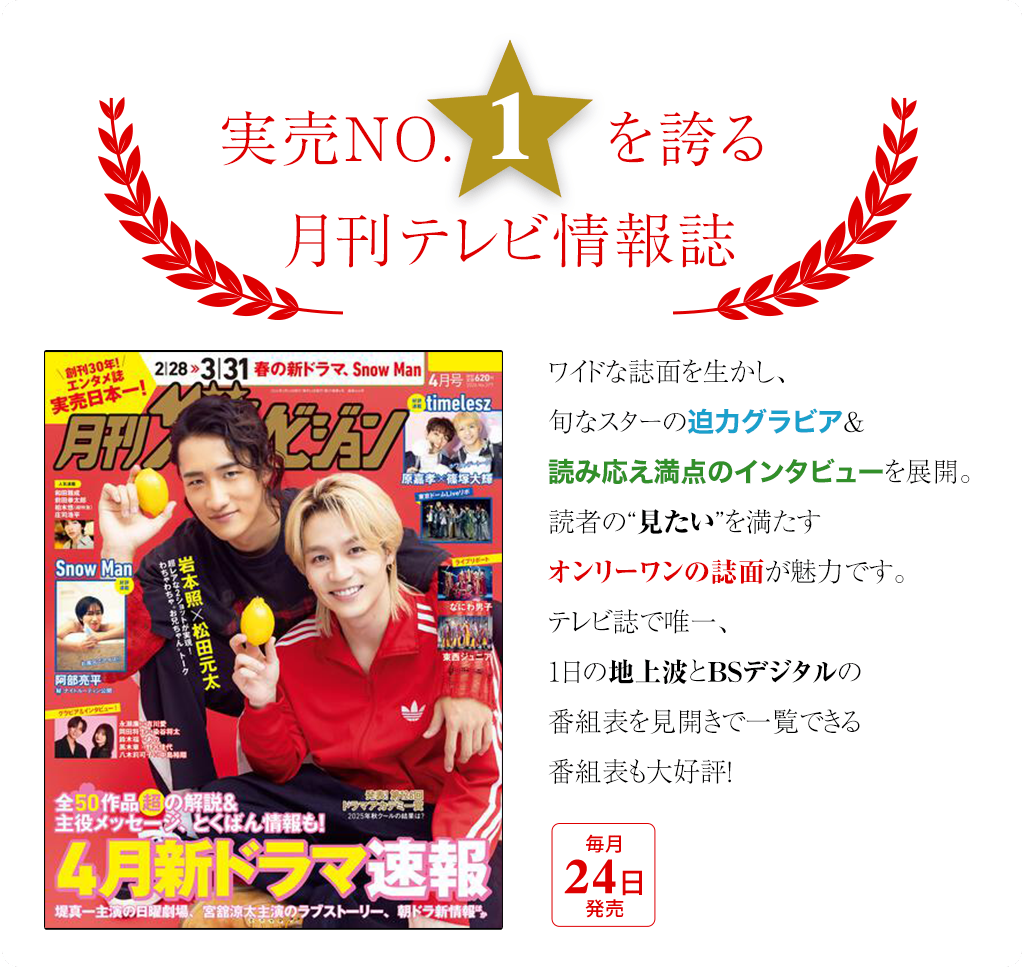 実売NO.1を誇る月刊テレビ情報誌
