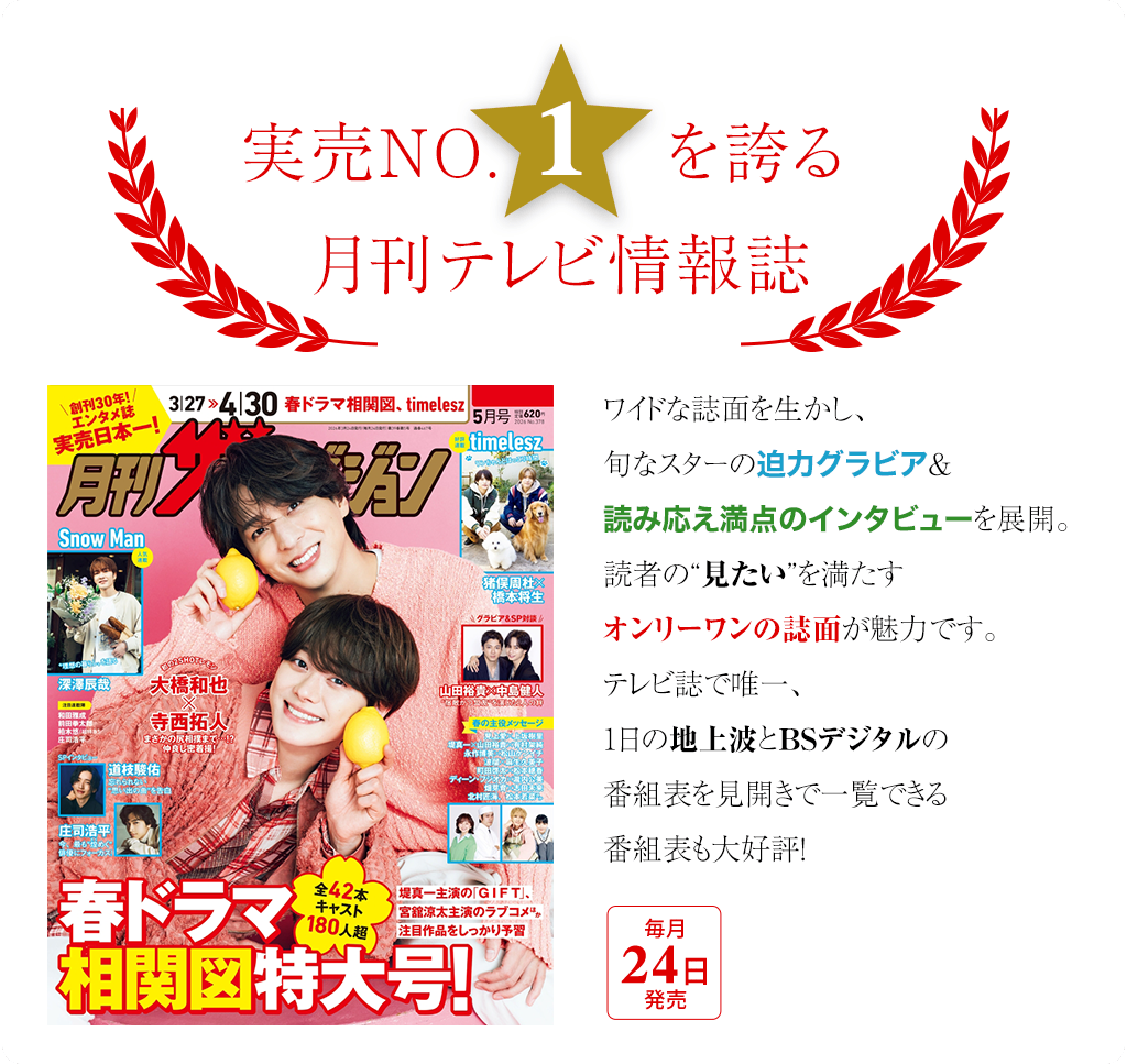 実売NO.1を誇る月刊テレビ情報誌