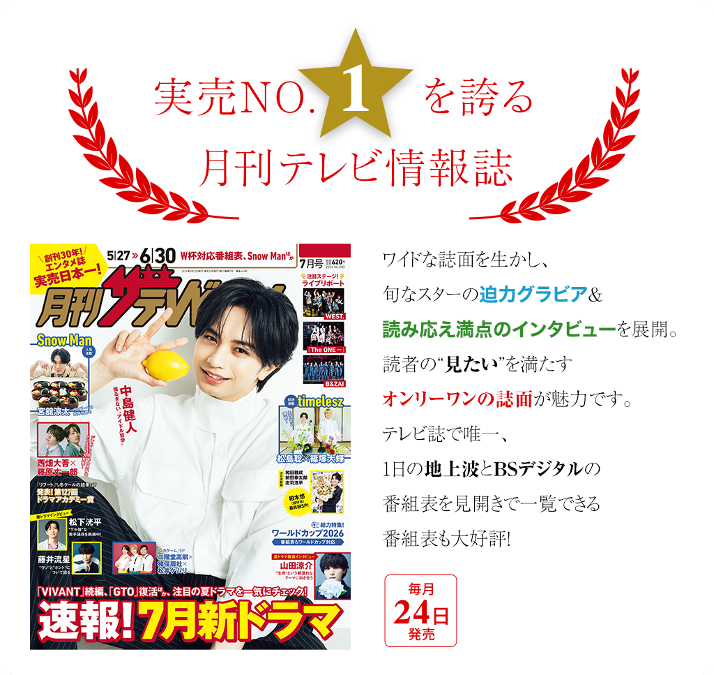 実売NO.1を誇る月刊テレビ情報誌