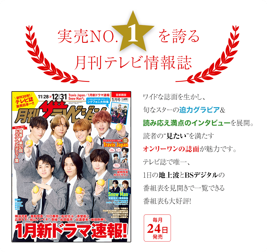 実売NO.1を誇る月刊テレビ情報誌