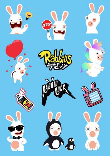 ラビッツ　なりきり下敷き＆青/赤　ラビッツステッカー　3点SET