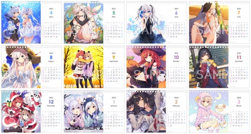 しろぷろ＆つなまよざ 卓上カレンダー2021（21年4月～22年3月）