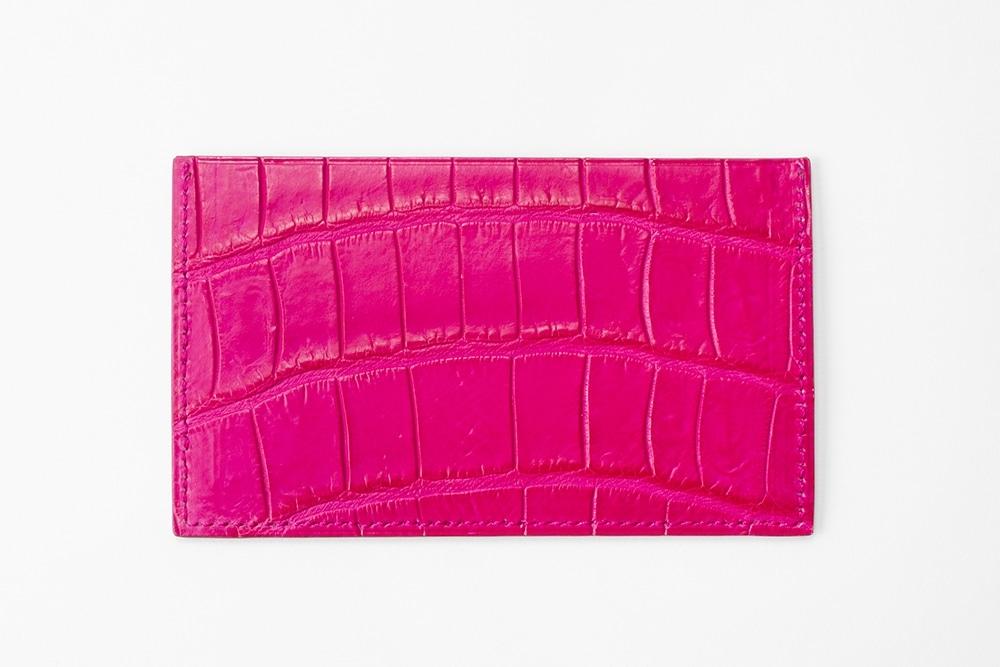 藤本さきこ　クロコダイルカードケース【ローズピンク×ピンク】