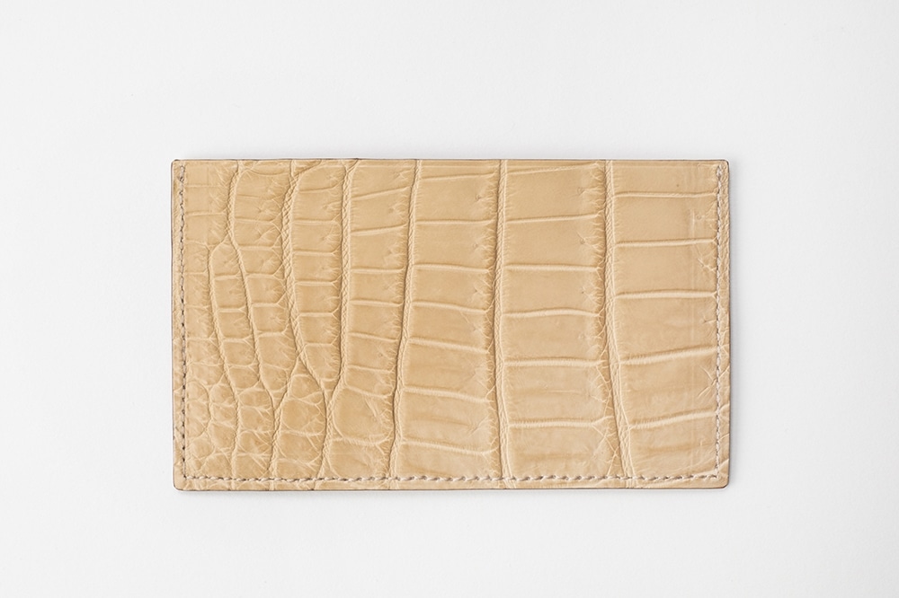 藤本さきこ　クロコダイルカードケース【ベージュ×ピンク】