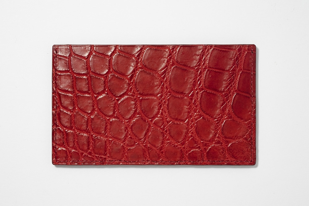 藤本さきこ　クロコダイルカードケース【レッド×ゴールド】