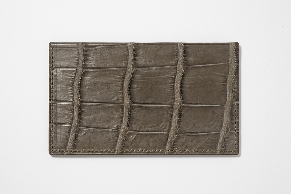 藤本さきこ　クロコダイルカードケース【トープグレー×チョコ】