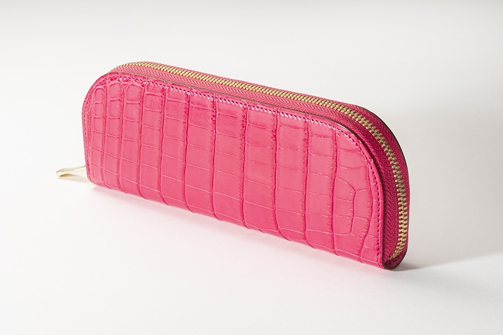 藤本さきこ　クロコダイルペンケース【ローズピンク×ピンク】