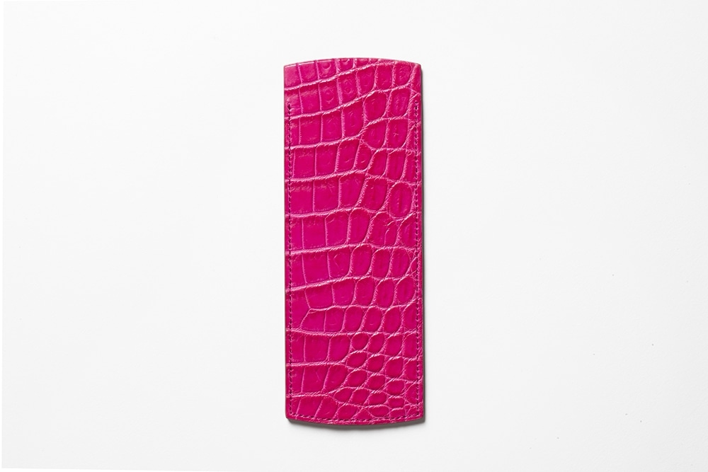 藤本さきこ　クロコダイル二本挿しペンケース【ローズピンク×ピンク】