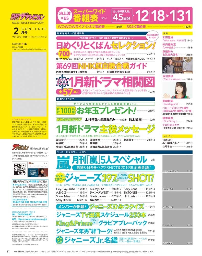 月刊ザテレビジョン　首都圏版　２０１９年２月号