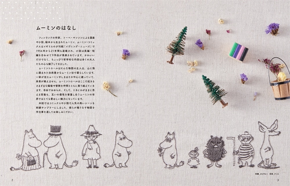 MOOMINはじめての刺繍 【特別付録】すぐに始められる！貼って、刺して、水で溶かせる不思議な図案ペーパーとオリジナルMOOMINラベルのＤＭＣ刺繍糸つき