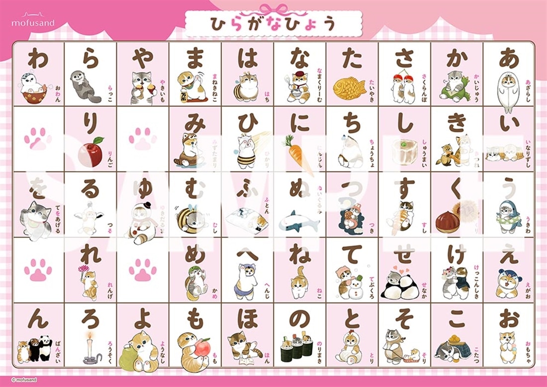 mofusand　おふろでたのしく　おけいこポスター　もじ＆さんすう