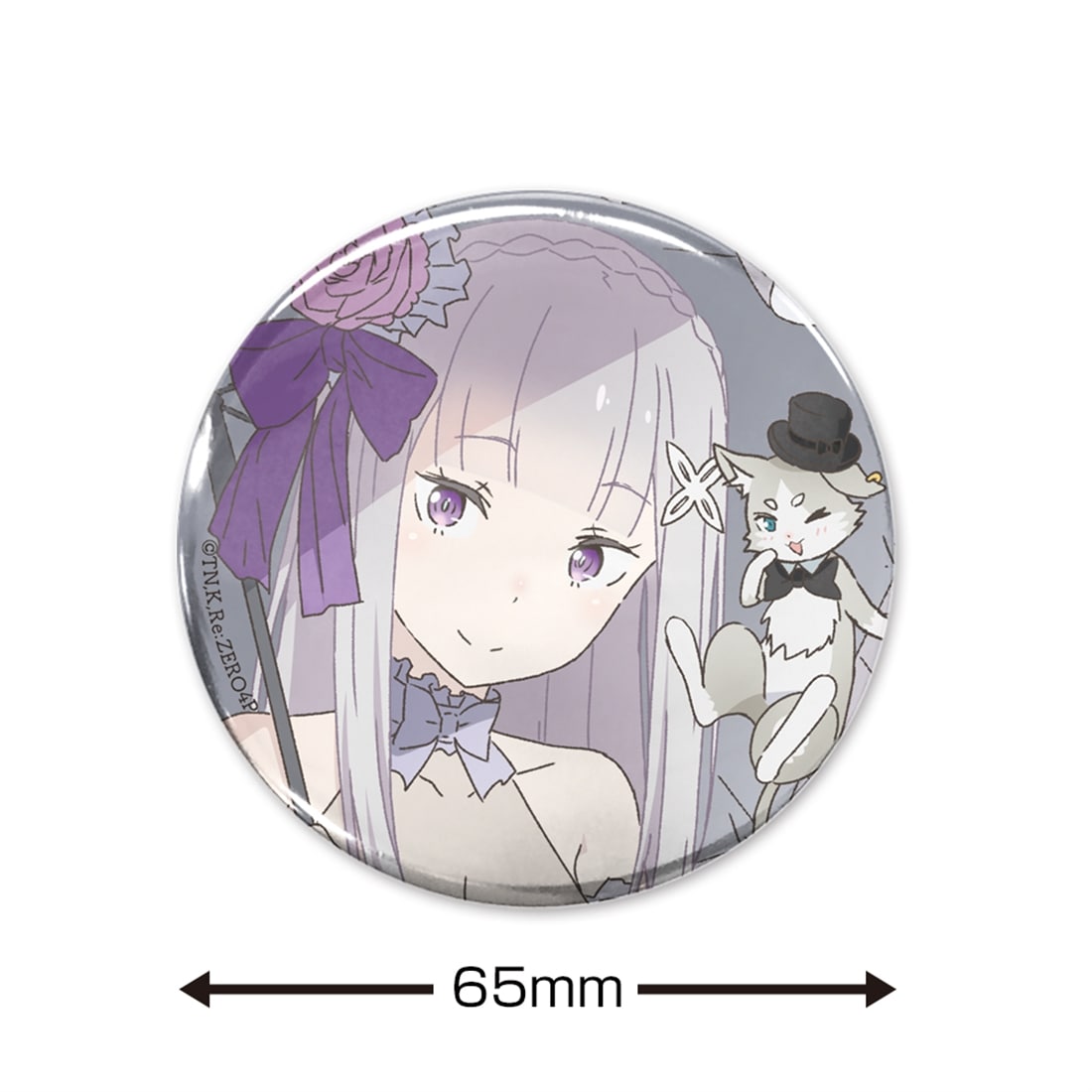 Re:ゼロから始める異世界生活 描き下ろし エミリア＆パック 65mm缶バッジ パーティードレスver.