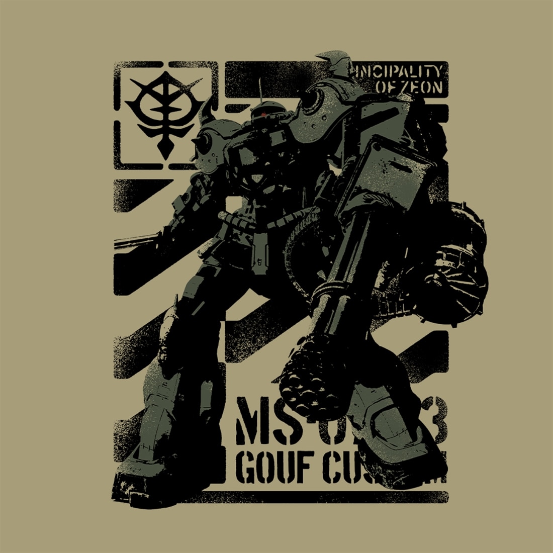 機動戦士ガンダム 復讐のレクイエム ミッドナイターズ グフカスタム Tシャツ SAND KHAKI S S