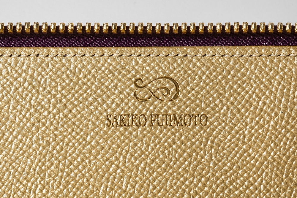 藤本さきこ　クロコダイルペンケース【バーガンディ×ゴールド】