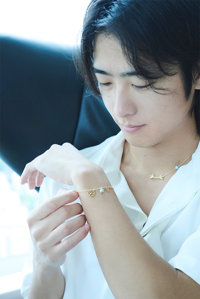 イケメン気功師シュン　Ψ×ラリマー　18Kゴールドブレスレット（特典：オフショットポートレイトチェキ、限定映像URL付き）