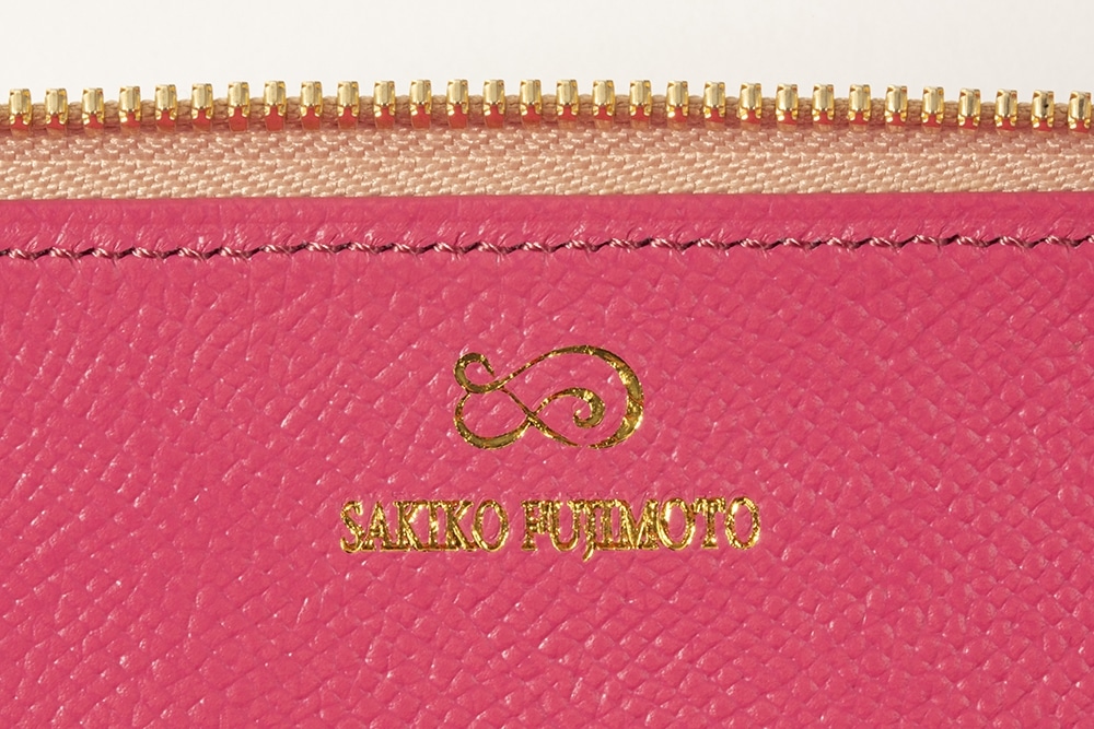 藤本さきこ　クロコダイルペンケース【ベージュ×ピンク】