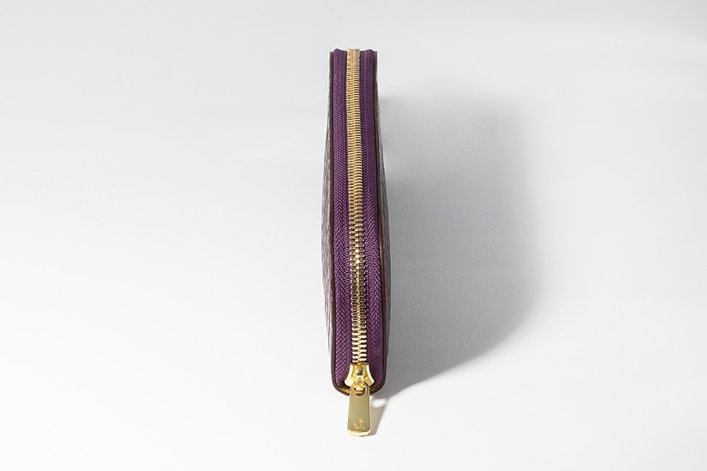 藤本さきこ　クロコダイルペンケース【バーガンディ×ゴールド】