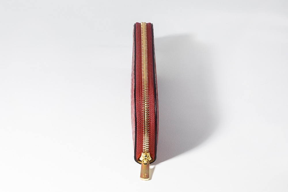 藤本さきこ　クロコダイルペンケース【レッド×ゴールド】