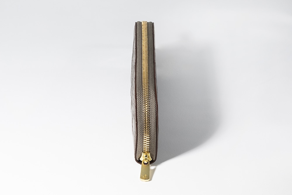 藤本さきこ　クロコダイルペンケース【トープグレー×チョコ】