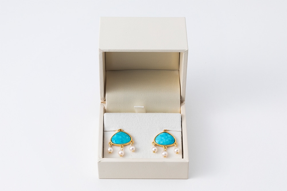 宮増侑嬉旅するターコイズのピアス＆ネックレス＆パスポートケースセット