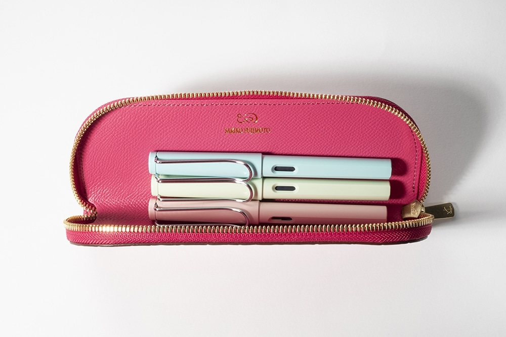 藤本さきこ　クロコダイルペンケース【ローズピンク×ピンク】