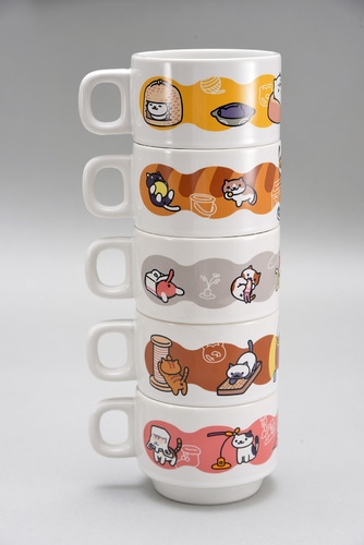 ねこあつめ スタッキングマグ「ね」「こ」「あ」「つ」「め」5種セット【割引あり】 「ね」「こ」「あ」「つ」「め」5種セット【割引あり】