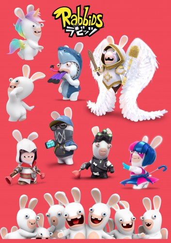 ラビッツ　なりきり下敷き＆青/赤　ラビッツステッカー　3点SET