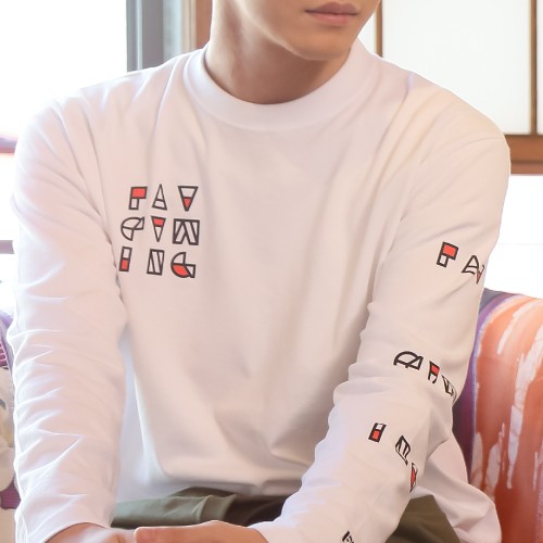 FAV gaming BLOCK Print Long Sleeve WhiteL size Lサイズ