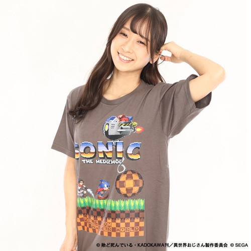 異世界おじさん x SONIC Tシャツ (限定カラー・チャコール)カラー：チャコールグレー  Lサイズ Lサイズ