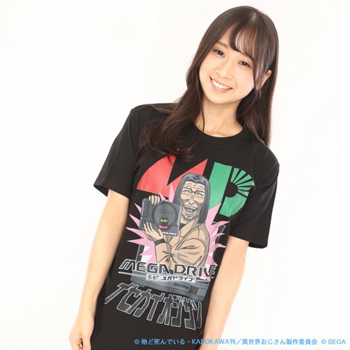 【再販】異世界おじさん x メガドライブ Tシャツ (黒)カラー：ブラック 　 Lサイズ　※4月中旬出荷 Lサイズ