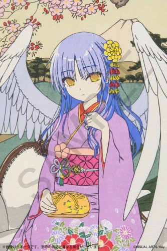 Angel Beats! Ukiyo-E Woodblock Print“Angel Beneath Cherry Blossoms, Kanade Tachibana”