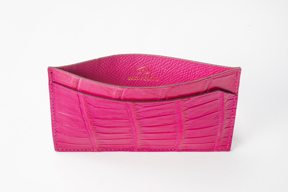 藤本さきこ　クロコダイルカードケース【ローズピンク×ピンク】