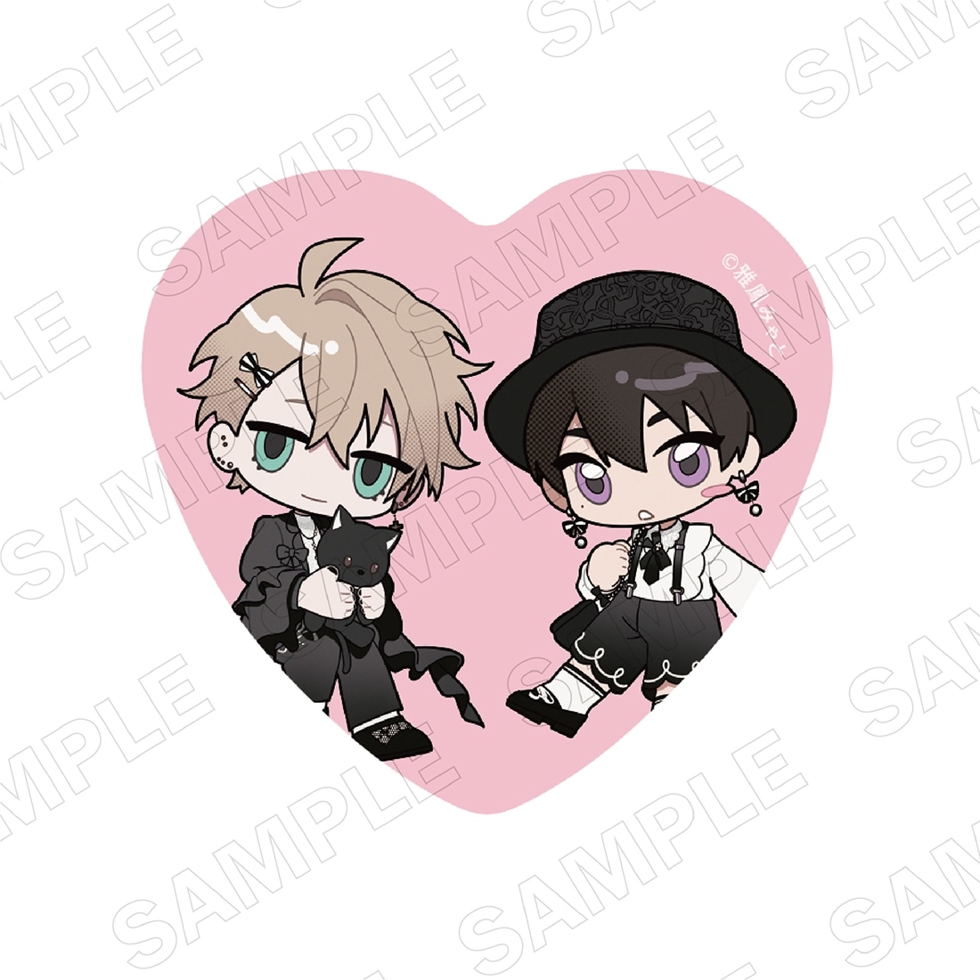 ハート缶バッジセット　ブラックシープ　BLACK&PINK ver.