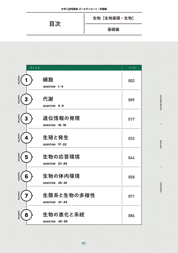 大学入試問題集　ゴールデンルート　生物［生物基礎・生物］　基礎編