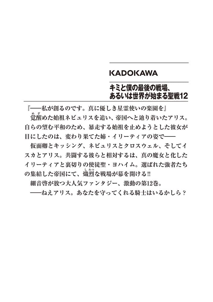 キミと僕の最後の戦場、あるいは世界が始まる聖戦12