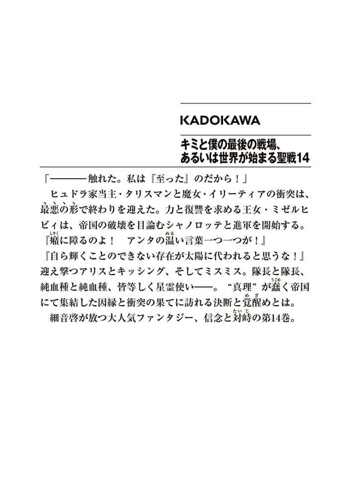 キミと僕の最後の戦場、あるいは世界が始まる聖戦14