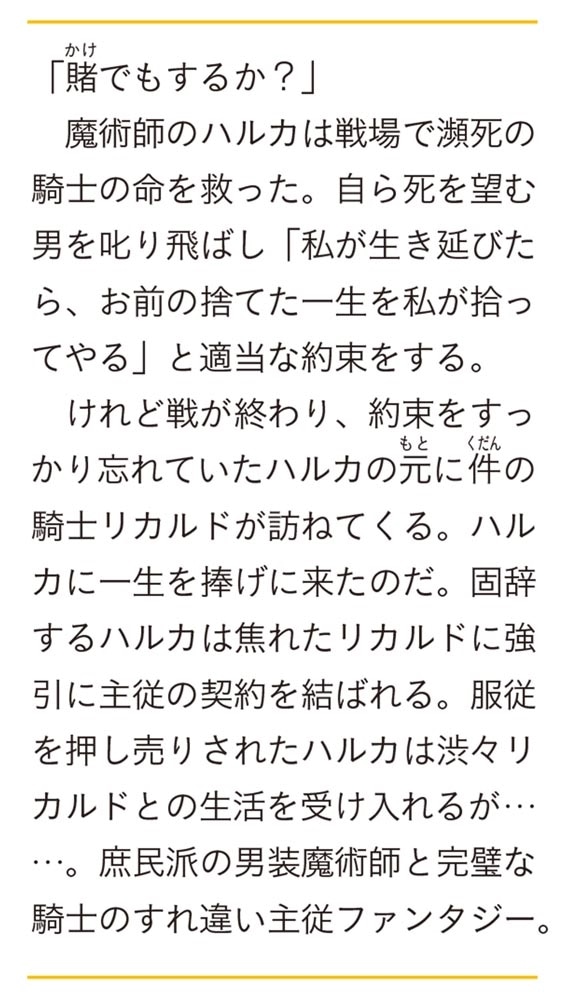 払暁 上、男装魔術師と金の騎士