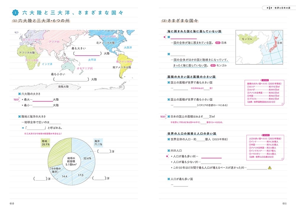 ポイント整理でテストの点数超アップ！ 中学地理のまとめノート