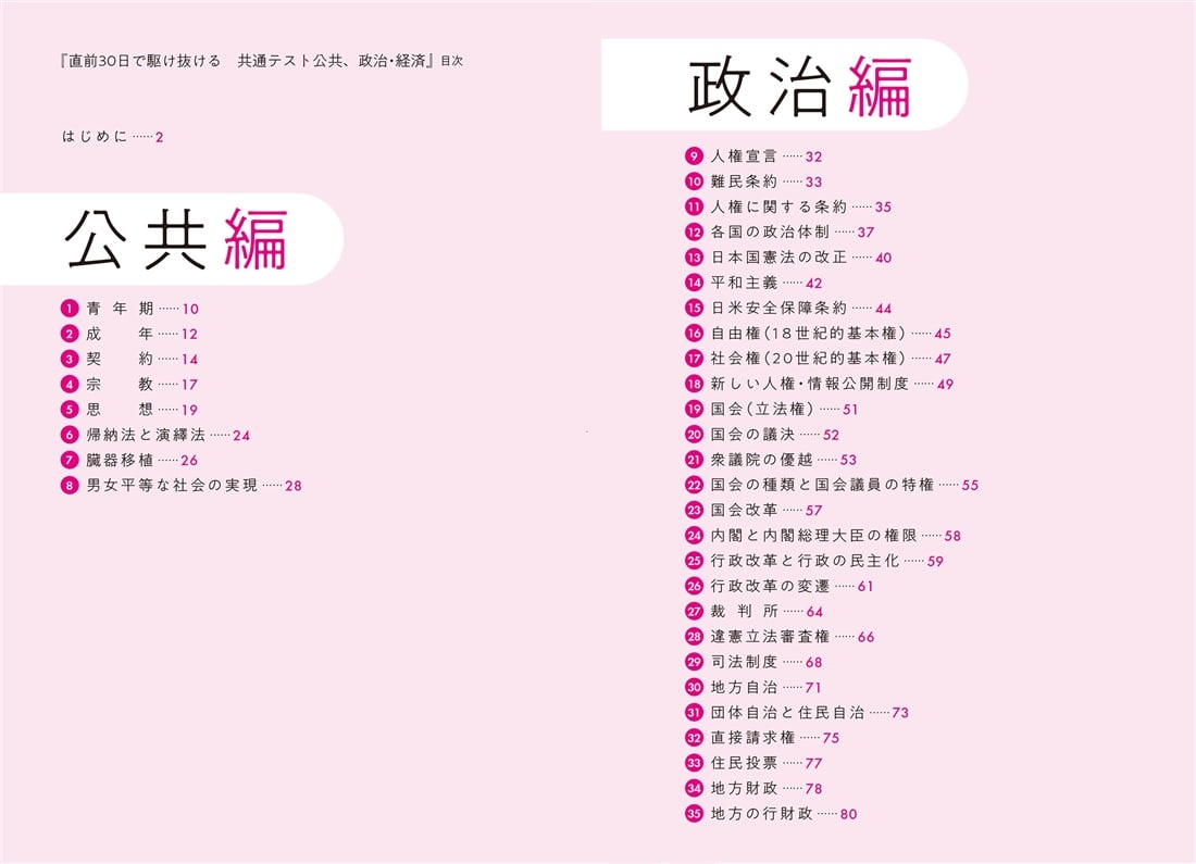 直前30日で駆け抜ける　共通テスト　公共、政治・経済