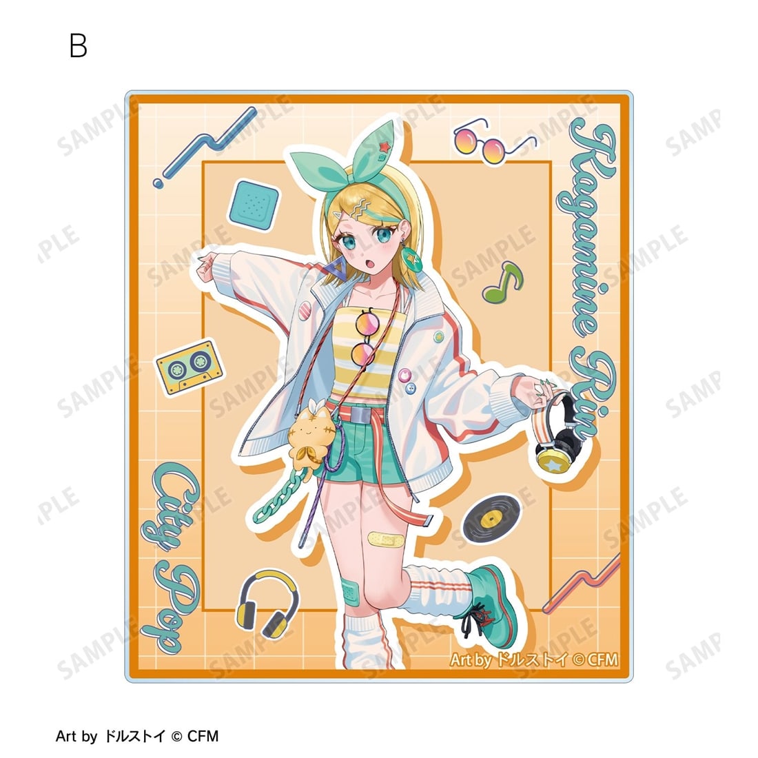 初音ミク 描き下ろし 鏡音リン シティポップver. Art by ドルストイ アクリルカード2枚セット