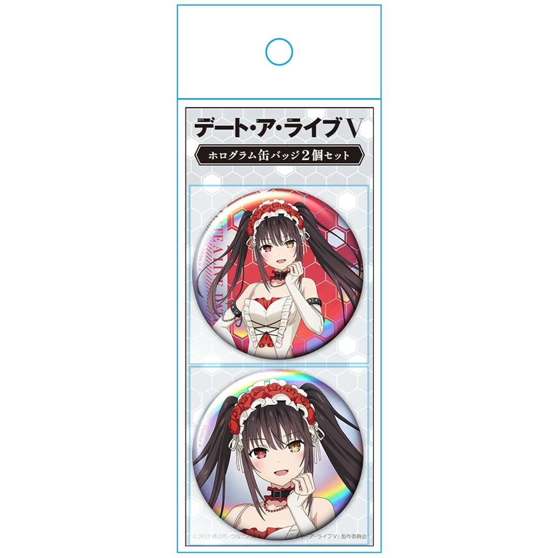 デート・ア・ライブV ホログラム缶バッジ2個セット 時崎狂三 ゴシックパンク ホワイト 【描き下ろし】