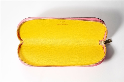 藤本さきこ クロコダイルペンケース【キャンディピンク×イエロー