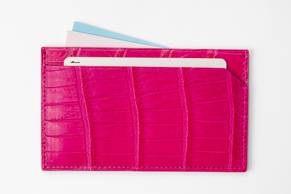 藤本さきこ　クロコダイルカードケース【ローズピンク×ピンク】