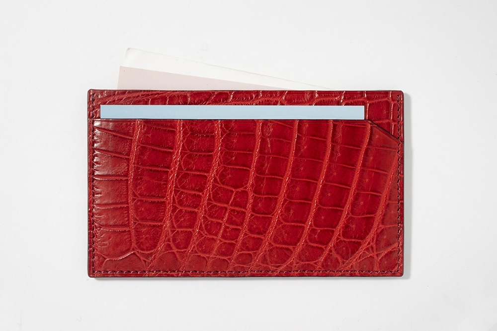 藤本さきこ　クロコダイルカードケース【レッド×ゴールド】