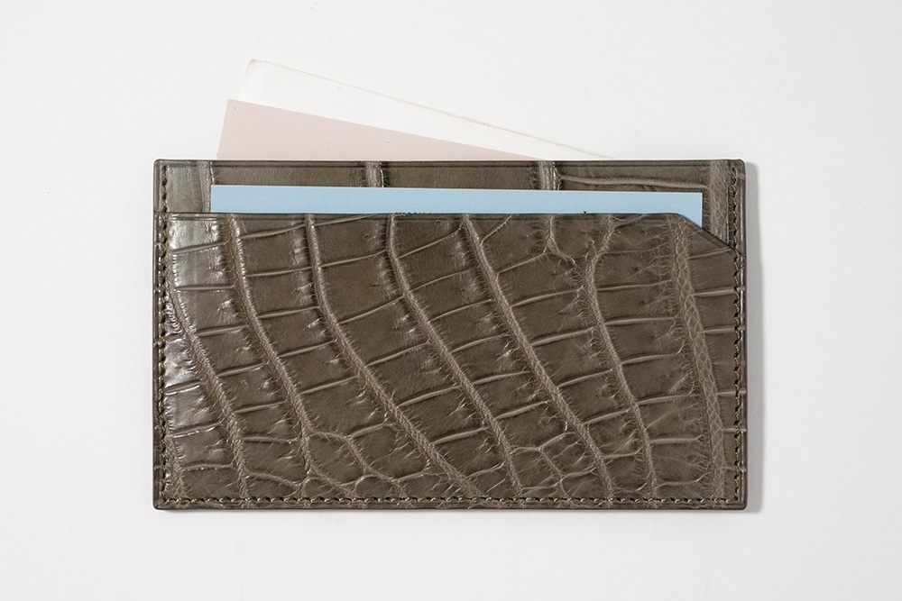 藤本さきこ　クロコダイルカードケース【トープグレー×チョコ】