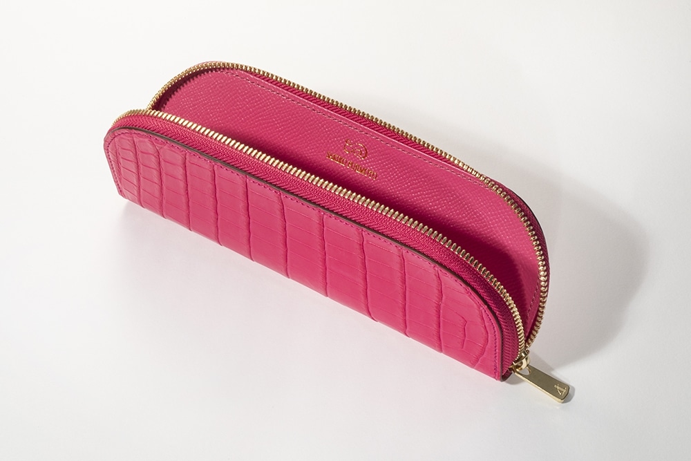 藤本さきこ　クロコダイルペンケース【ローズピンク×ピンク】