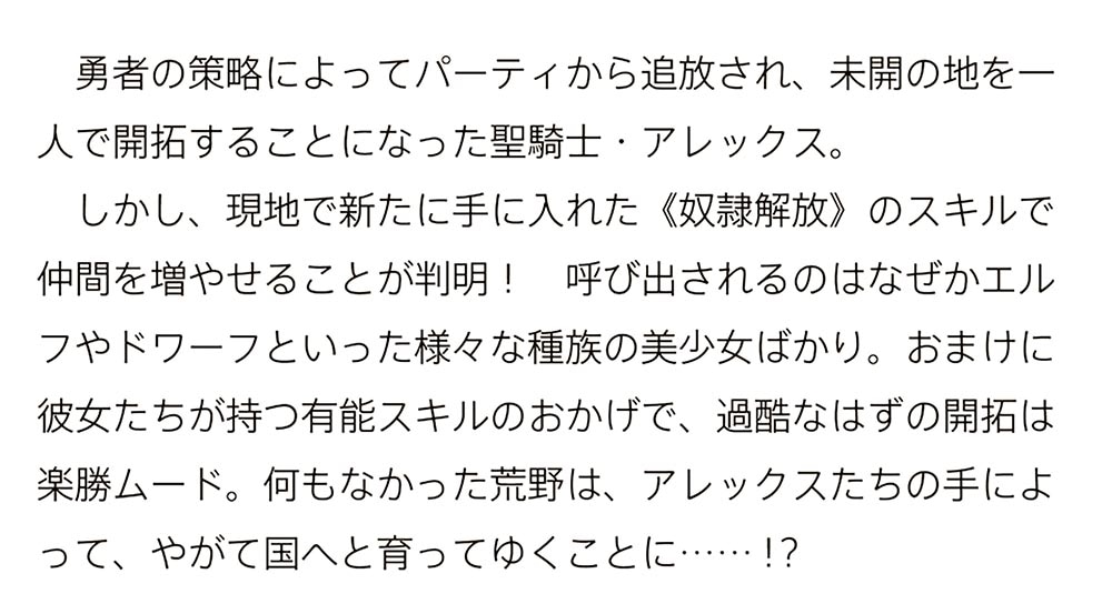 壁役など不要と追放されたＳ級冒険者、≪奴隷解放≫スキルを駆使して史上最強の国造り