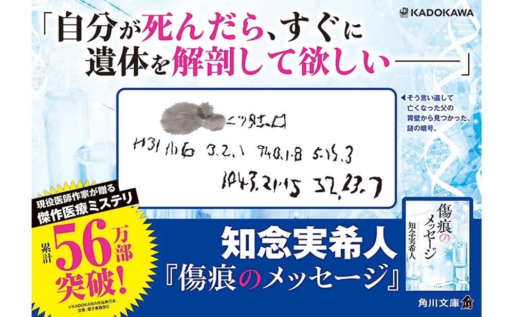 著者直筆サイン＋為書き（お名前）入り『傷痕のメッセージ』（角川文庫）（数量限定）